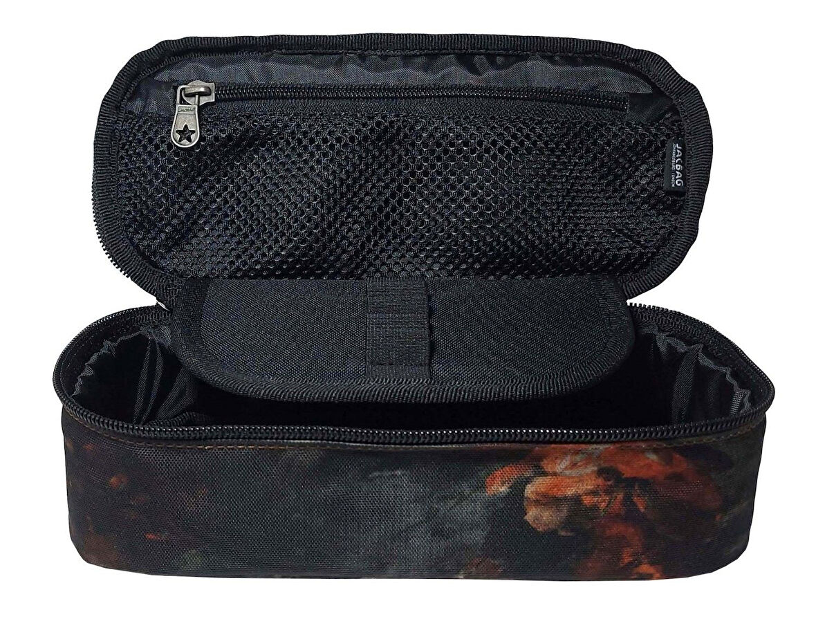 Jacbag Yeşil Yapraklı Oval XL Organizer Kalem Kutusu Kalemlik