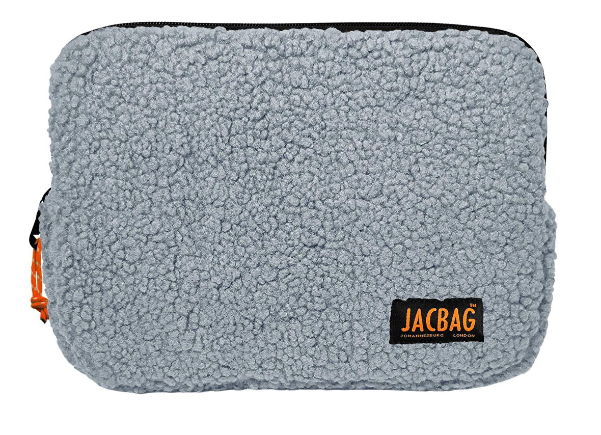 Jacbag Teddy Açık Gri/Turuncu Peluş Erkek Çocuk Tablet Çantası