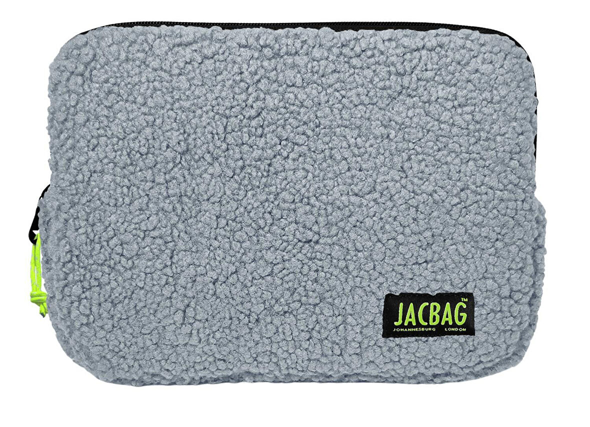 Jacbag Teddy Açık Gri/Sarı Peluş Erkek Çocuk Tablet Çantası