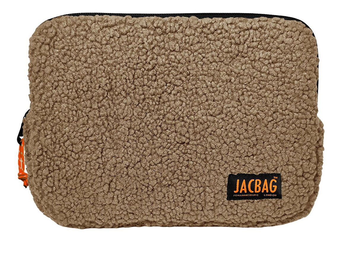 Jacbag Teddy Bej/Turuncu Peluş Kız Çocuk Tablet Çantası