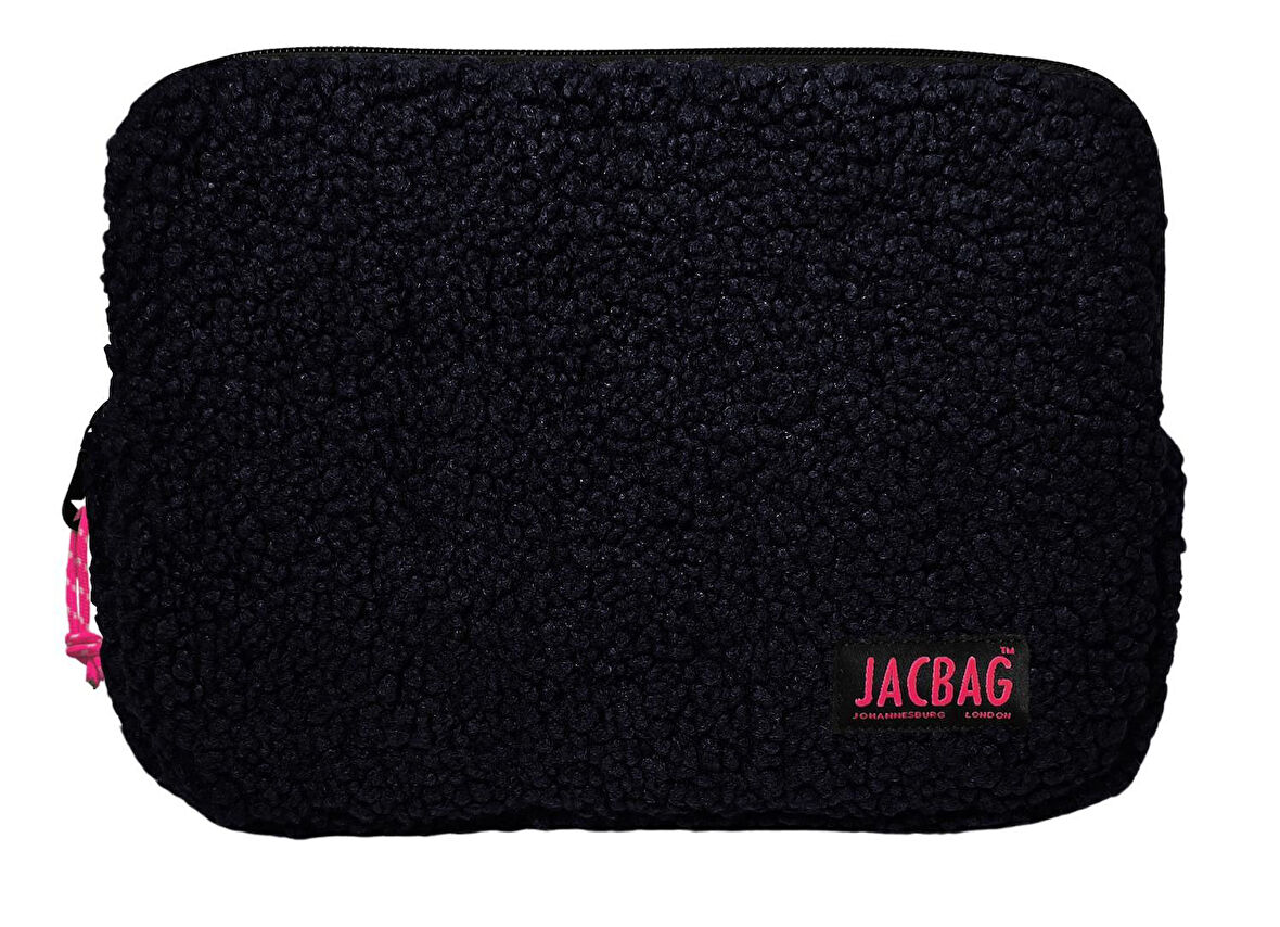 Jacbag Teddy Siyah/Pembe Peluş Kız Çocuk Tablet Çantası