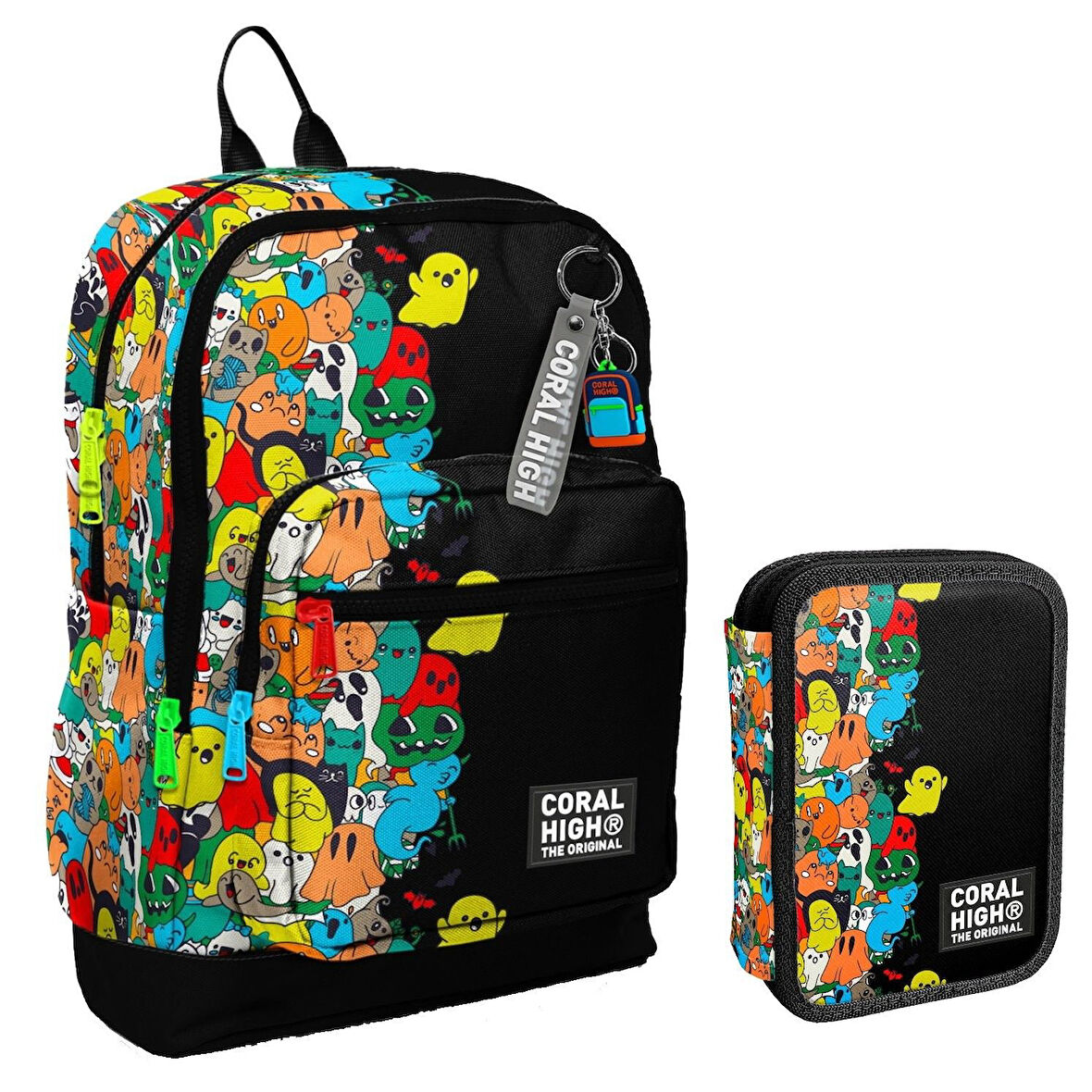 Coral High Siyah Hayaletler Erkek Çocuk Okul Çantası ve Organizer Kalemlik Seti 23774 11150