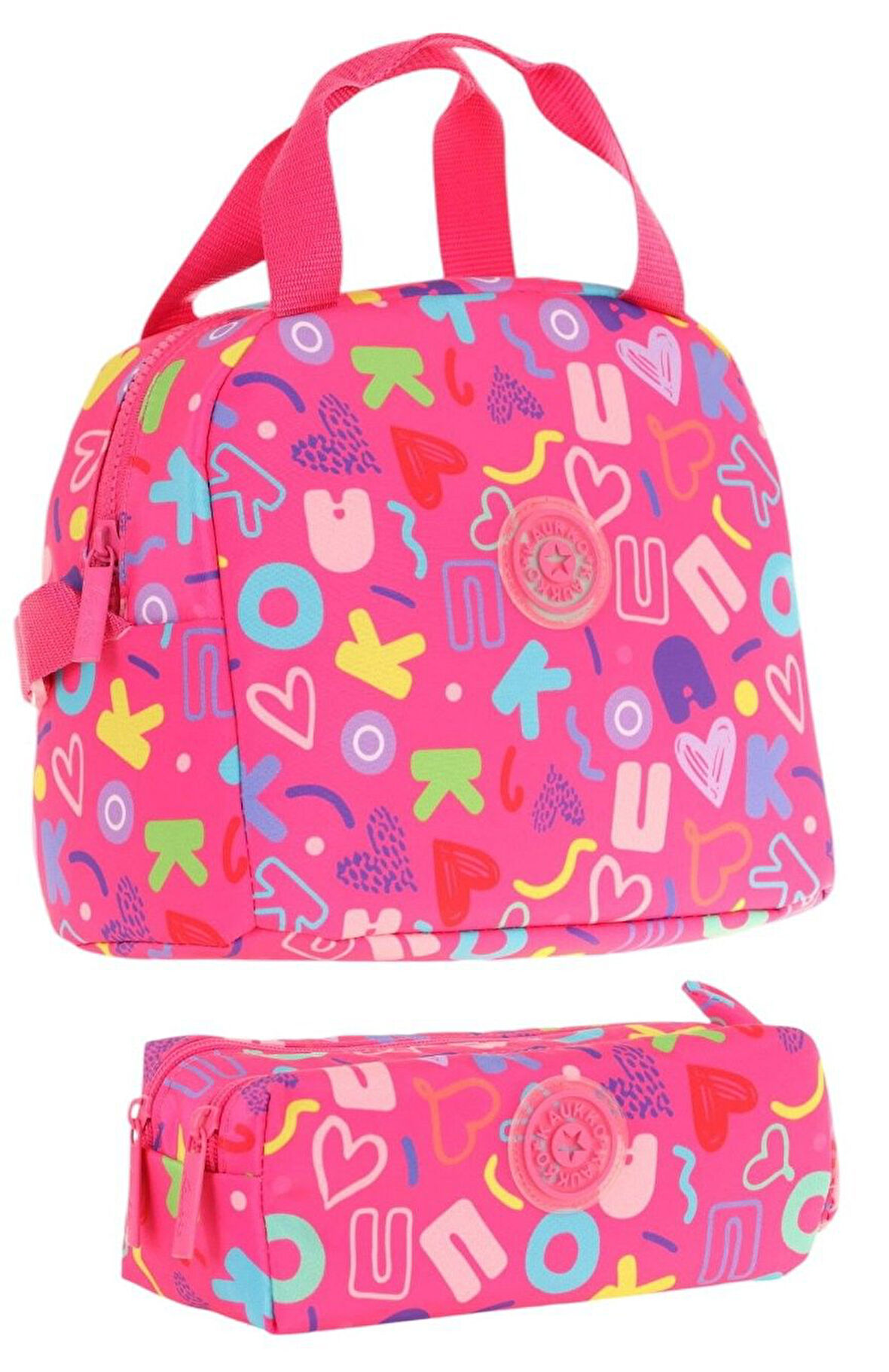 Kaukko Brokar Pembe Kız Çocuk Isı Yalıtımlı Beslenme Çantası ve Kalemlik Seti
