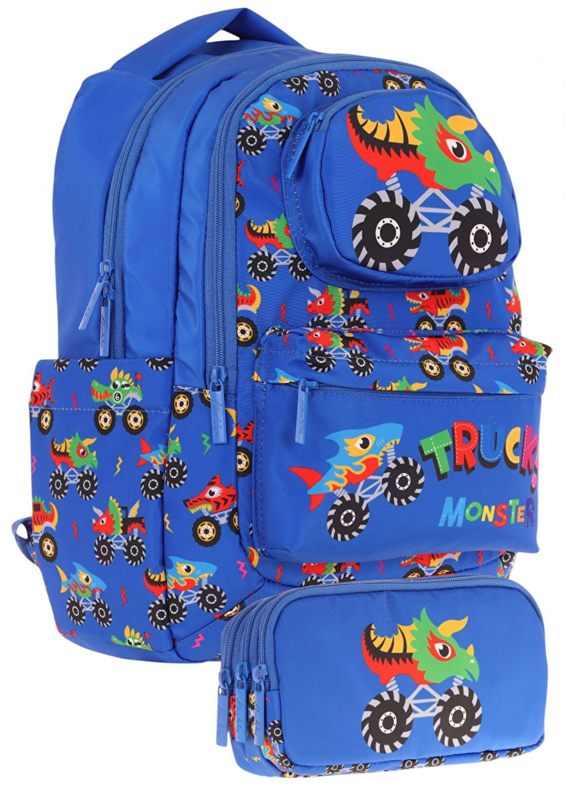 Kaukko Kids Toys Erkek Çocuk Mavi 3D Kamyon Şekilli İlkokul Çantası ve Kalemlik Seti (L5255+L8255)