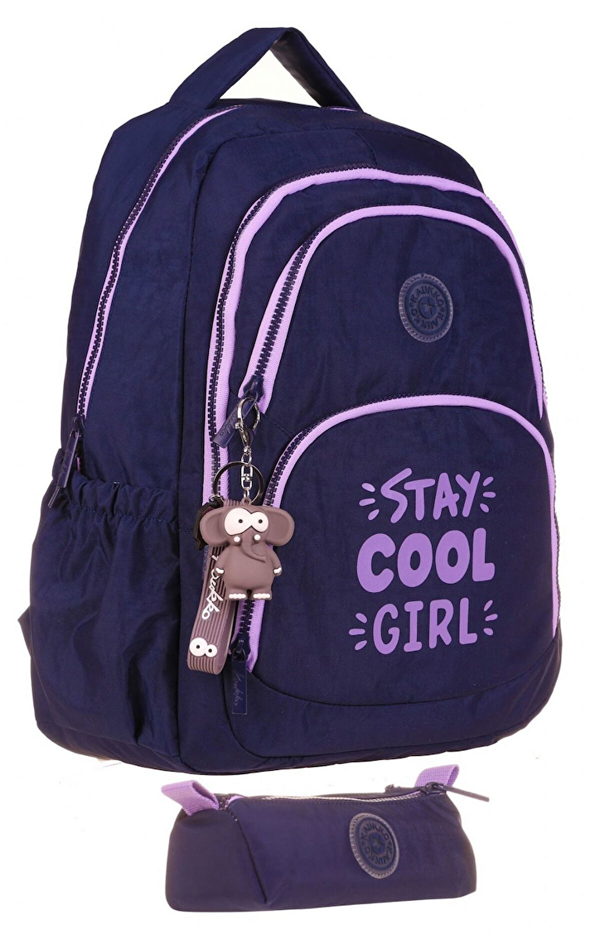 Kaukko Krinkıl Okul Sırt Çantası ve Kalemlik Seti - Lacivert Mor - Kız Çocuk (K1680+K2645)