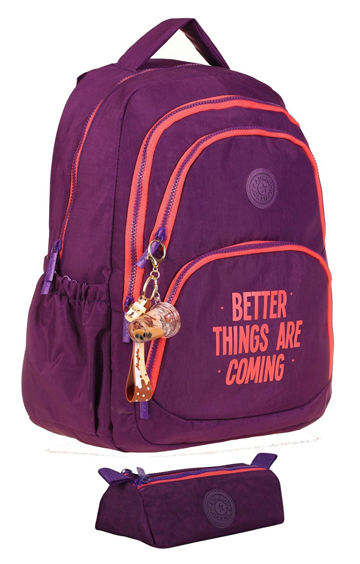 Kaukko Krinkıl Okul Sırt Çantası ve Kalemlik Seti - Mor - Kız Çocuk (K1678+K2643)