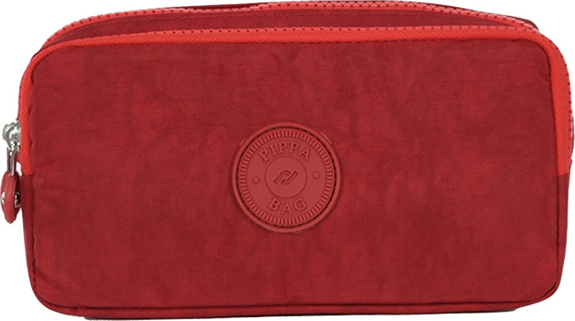 Pippa Yogi İki Gözlü Kız Çocuk Bordo Krinkıl Kumaş Kalem Çantası/Kalemlik - KK975-7