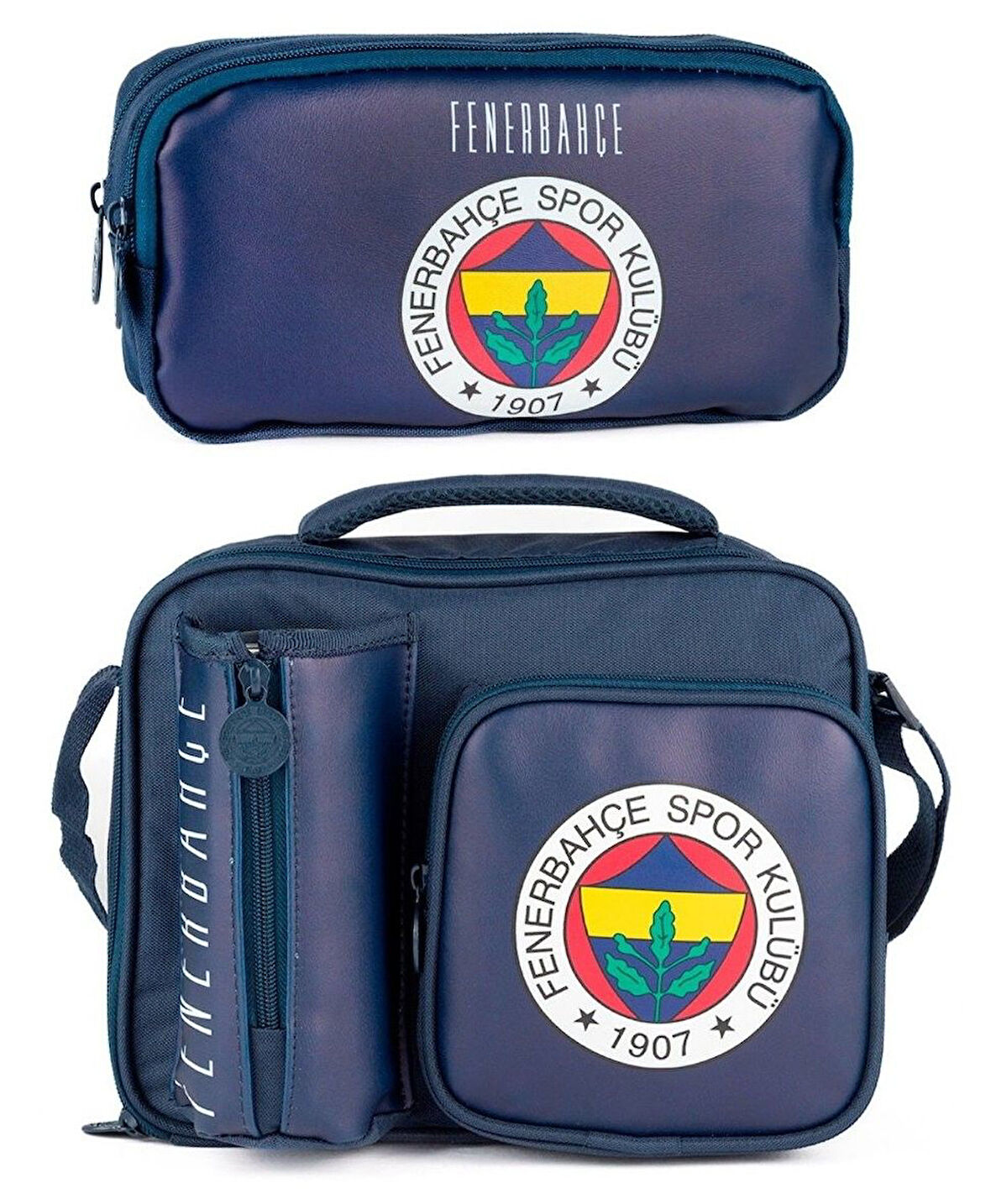 Fenerbahçe Erkek Çocuk Arma Baskılı Suni Deri Beslenme Çantası ve Kalemlik Seti (İkili Set) - SETME25762
