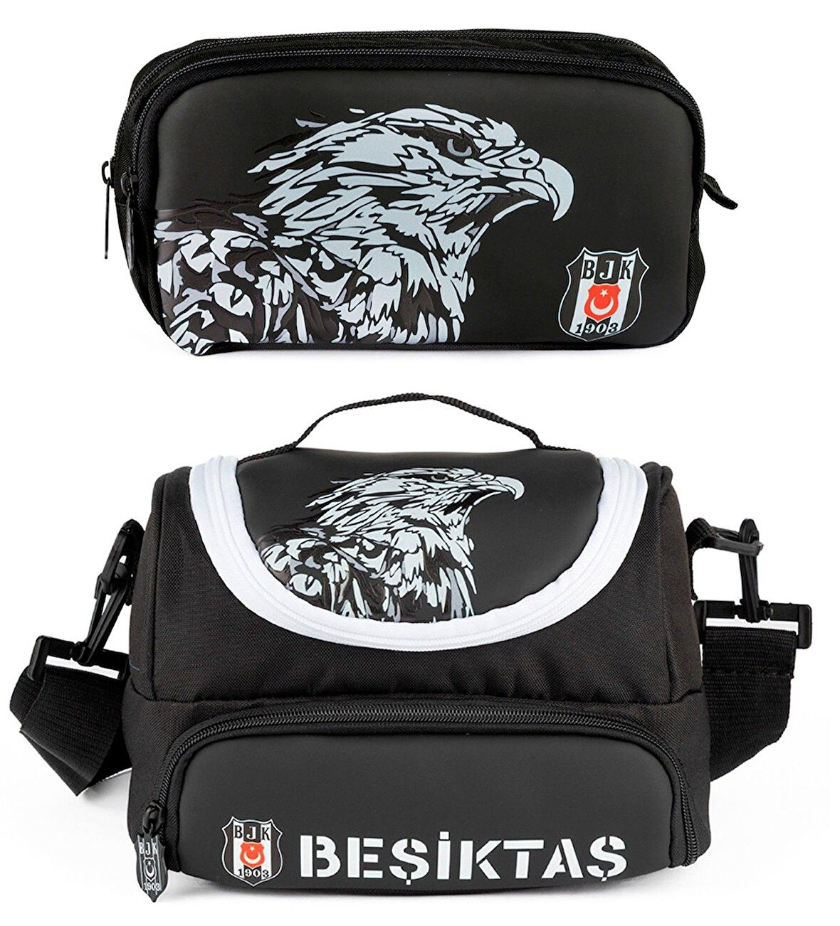 Beşiktaş Erkek Çocuk Kartal Baskılı Beslenme Çantası ve Kalemlik Seti (İkili Set) - ME25392