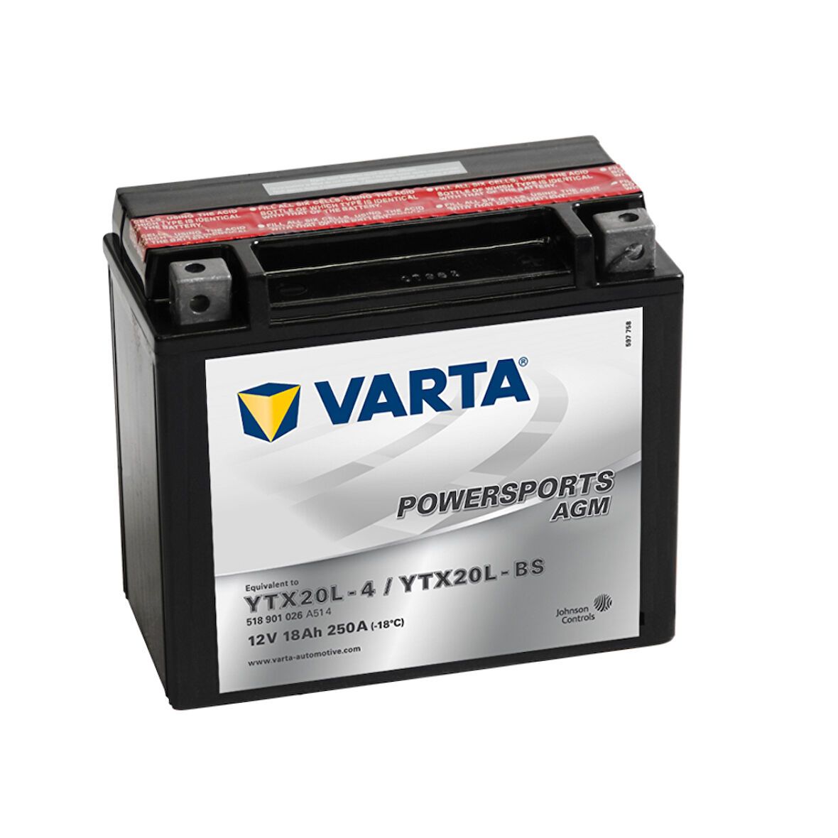 Varta Akü Ytx20l-bs 12v18ah Kymco Mxu 450 500 Honda Goldwıng Gl1800 Yamaha Xvs 1300 1600 Xv1600