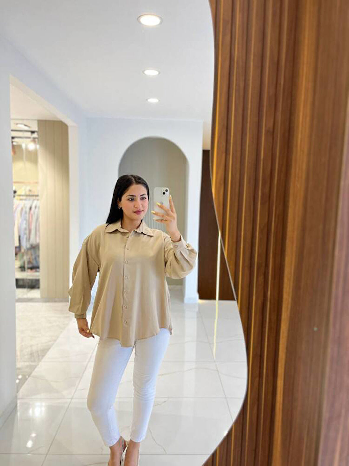 Sırt Dekolteli Oversize Basic Gömlek GMK08002