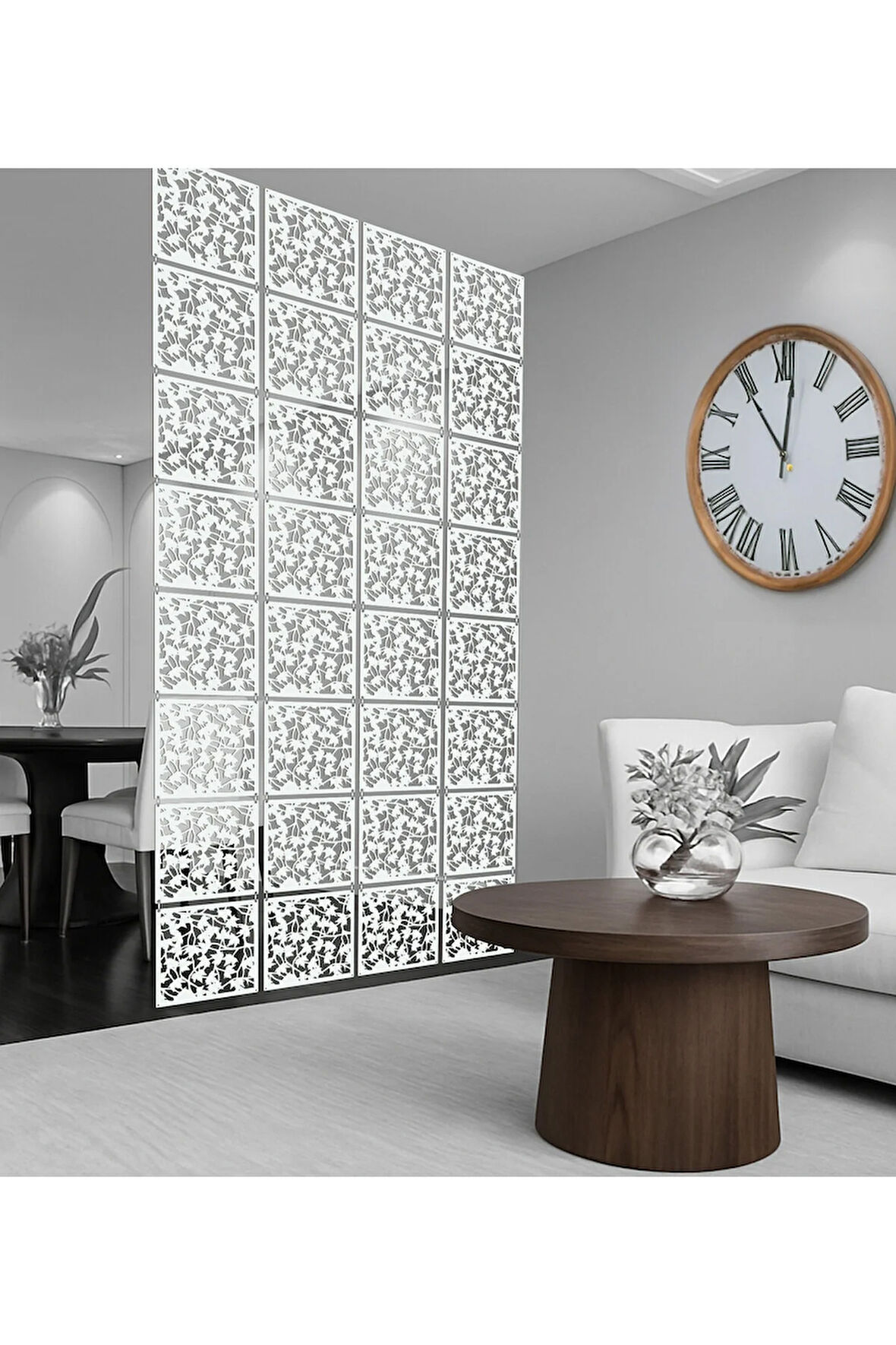 Akçaağaç Yaprakları Lazer Kesim Paravan, Ahşap Seperatör, Panel Levha Seti Ahşap Oda Bölücü Desen