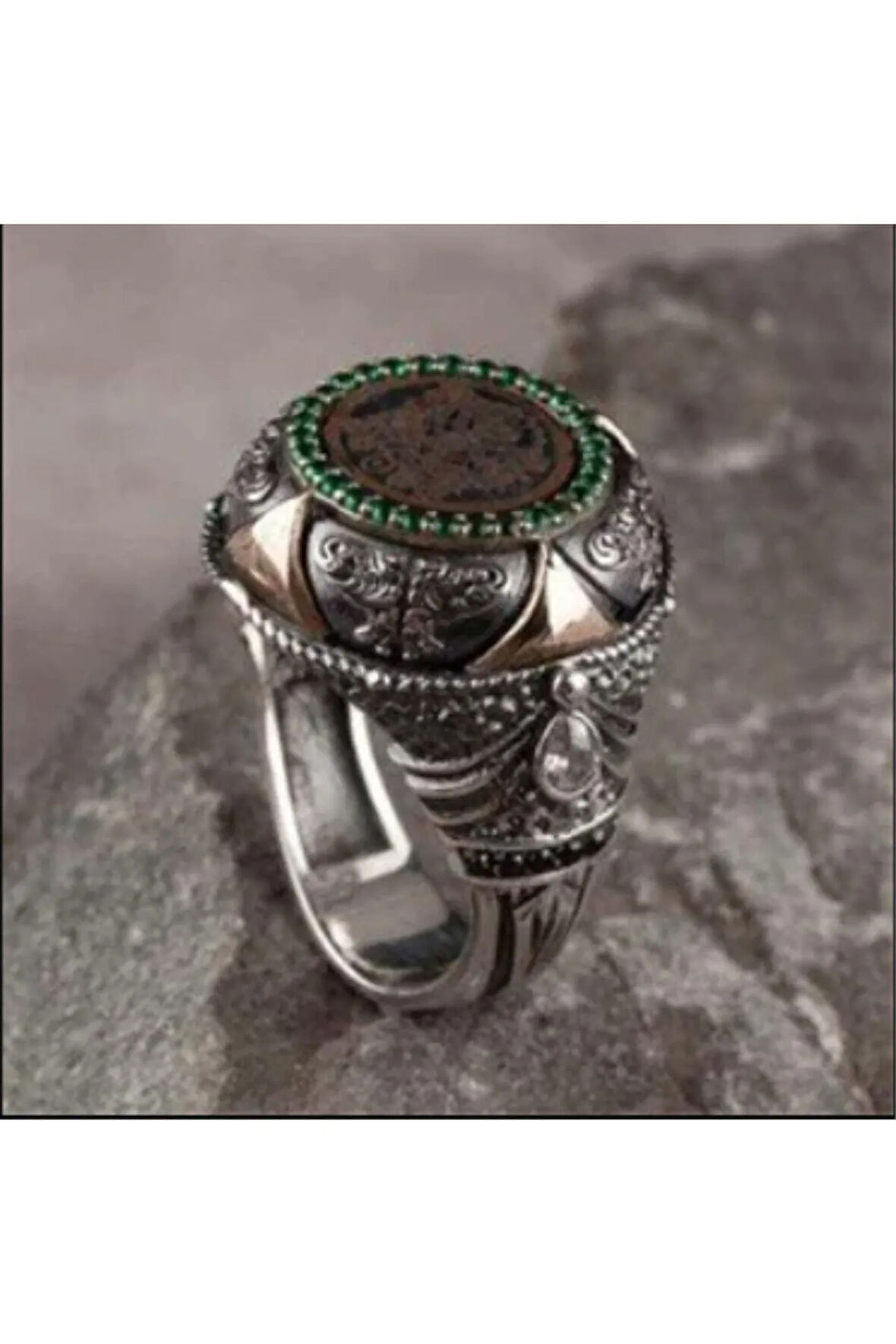 İslam Usta Tasarımı Osmanlı Devleti Arması Erkek Yüzük