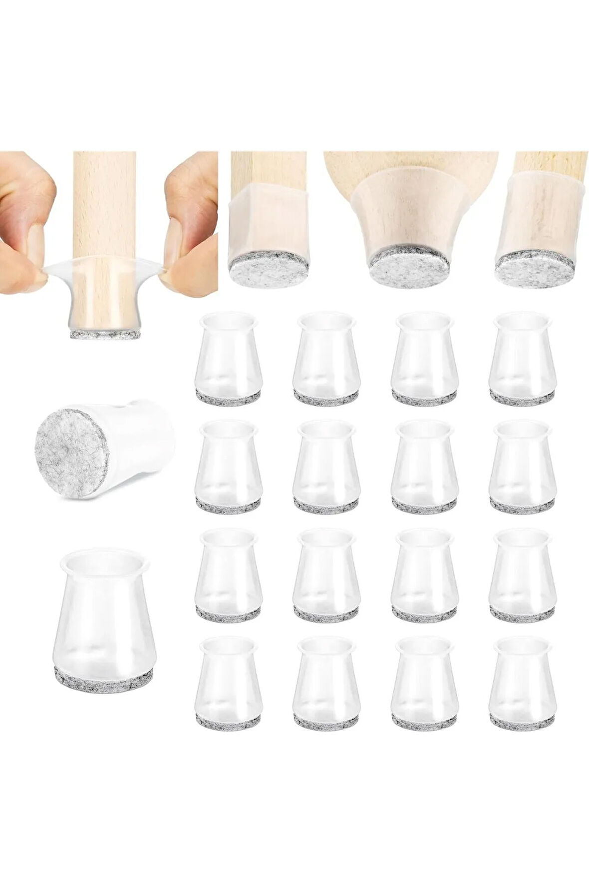 12 Adet (15MM - 17MM) Silikon Masa Sandalye Pabucu Kaydırmaz Pabuç Zemin Koruyucu