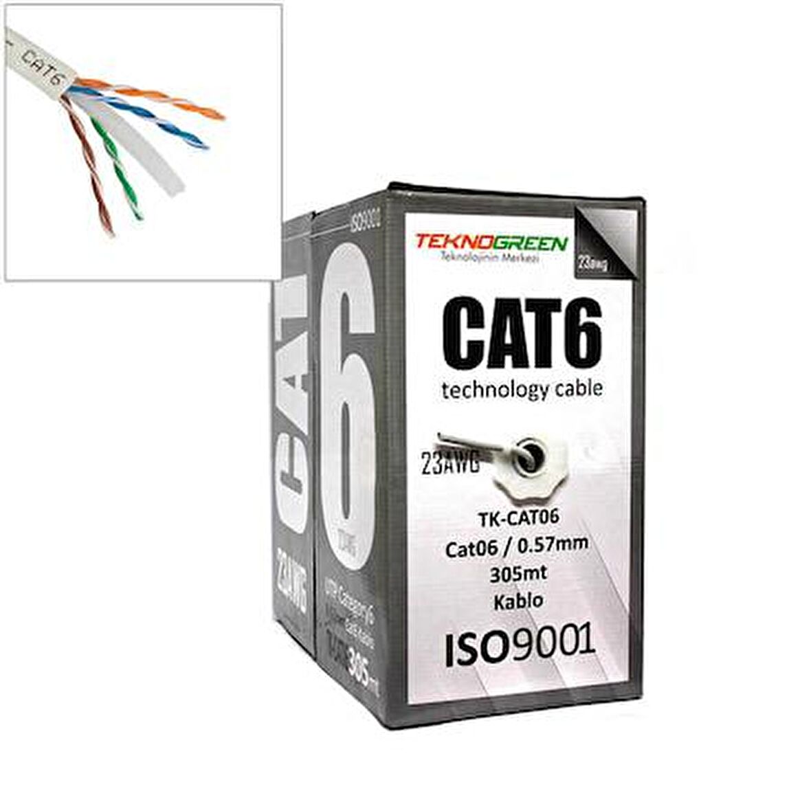 TeknoGreen 4X2X23 Awg Cat6 Utp Veri İletişim Kablosu-305 Metre