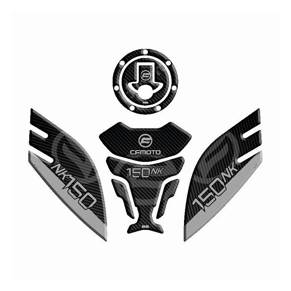 Gogo Tank Pad Seti 001 Siyah-gri-karbon Cf Moto 150nk 2016-2023