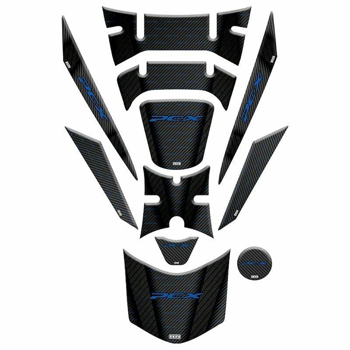 Gogo Tank Pad Seti Honda Pcx 2018-2020 Model Karbon Mavi Yazılı 11 Parça 007
