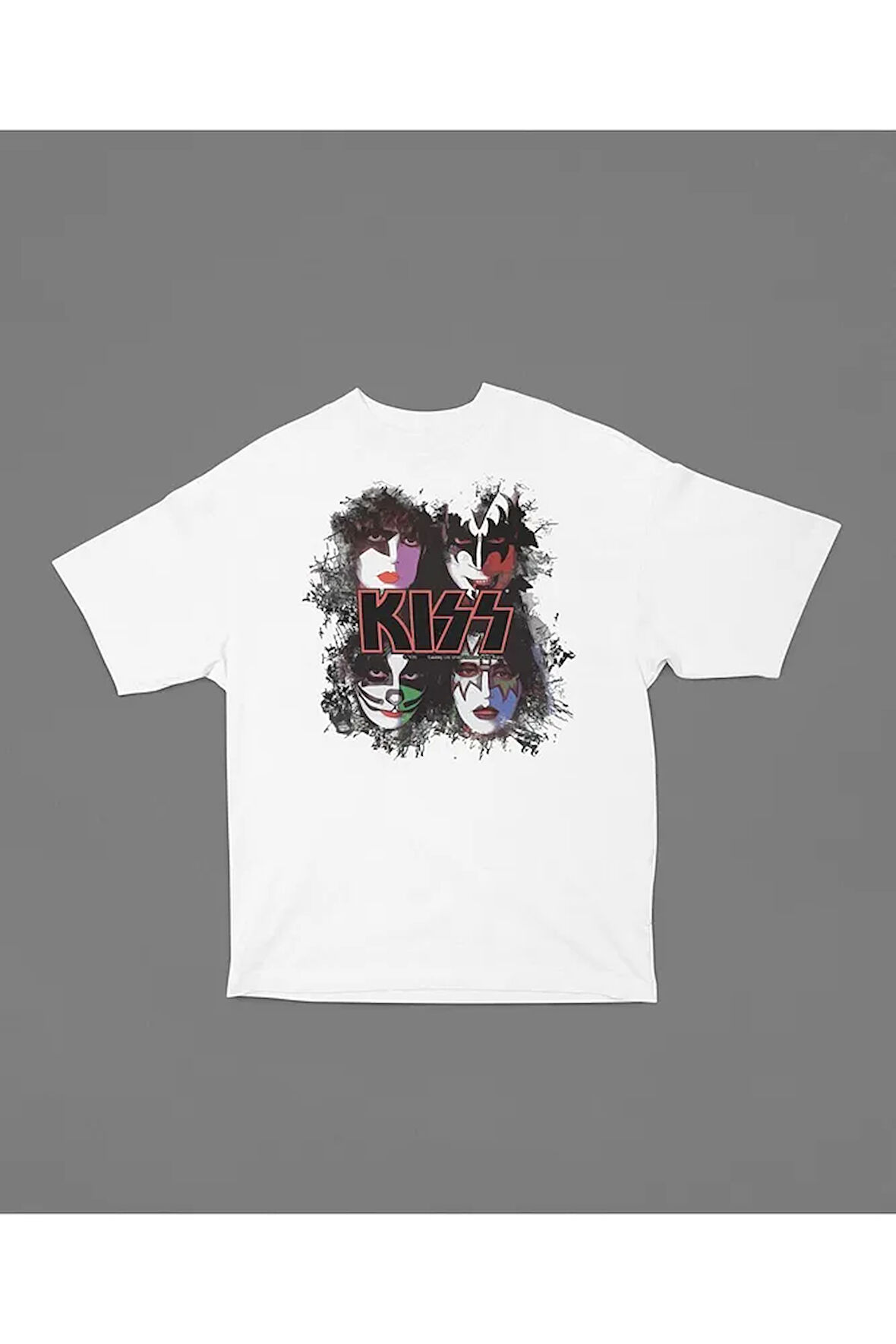 Kiss Rock Metal Müzik Grubu Baskılı Unisex Tişört, Oversize Tişört