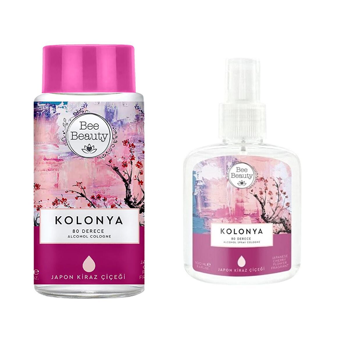 Bee Beauty Japon Kiraz Çiçeği Kolonya 330 ml -100 ml 2li Set