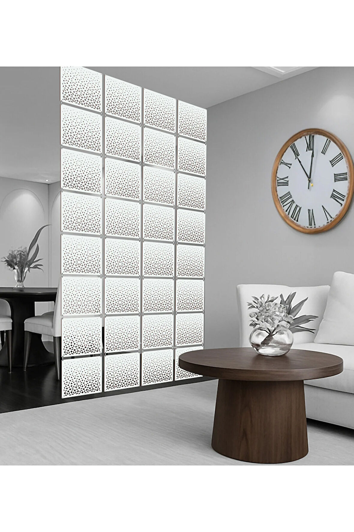 Çiçek Lazer Kesim Paravan, Ahşap Seperatör, Panel Levha Seti Dekorasyon Ahşap Oda Bölücü Desen