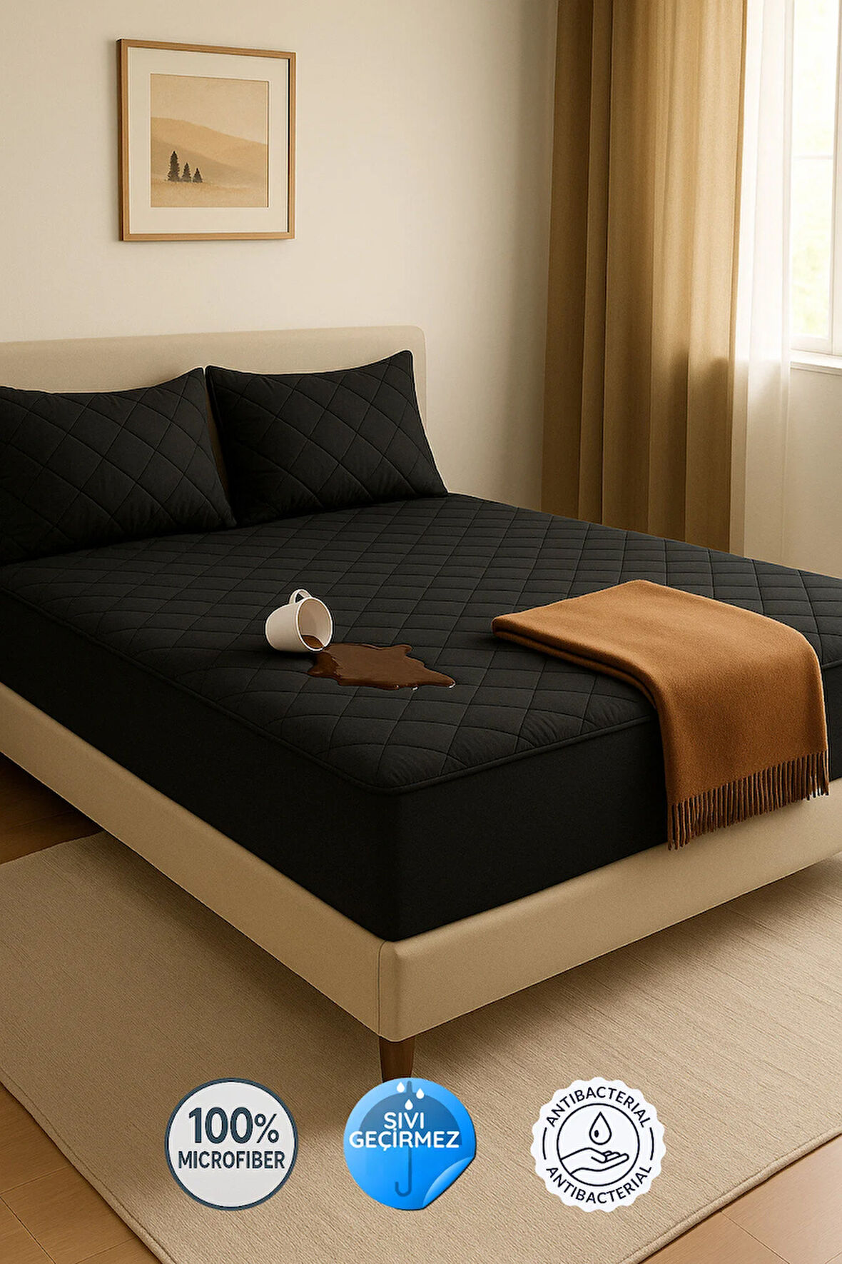 Formeya Adelya Siyah Kapitone Sıvı Geçirmez Alez