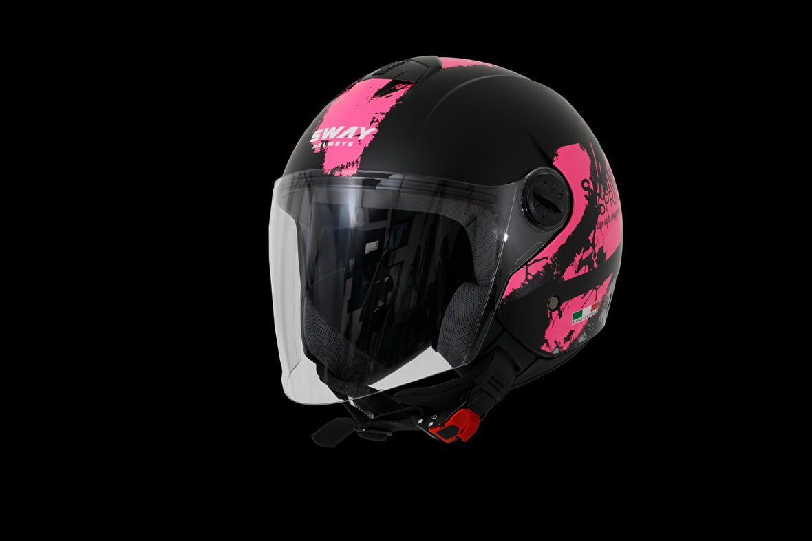 Sway Sw715 Yarım Yazlık Kask Mat Siyah Pembe LARGE