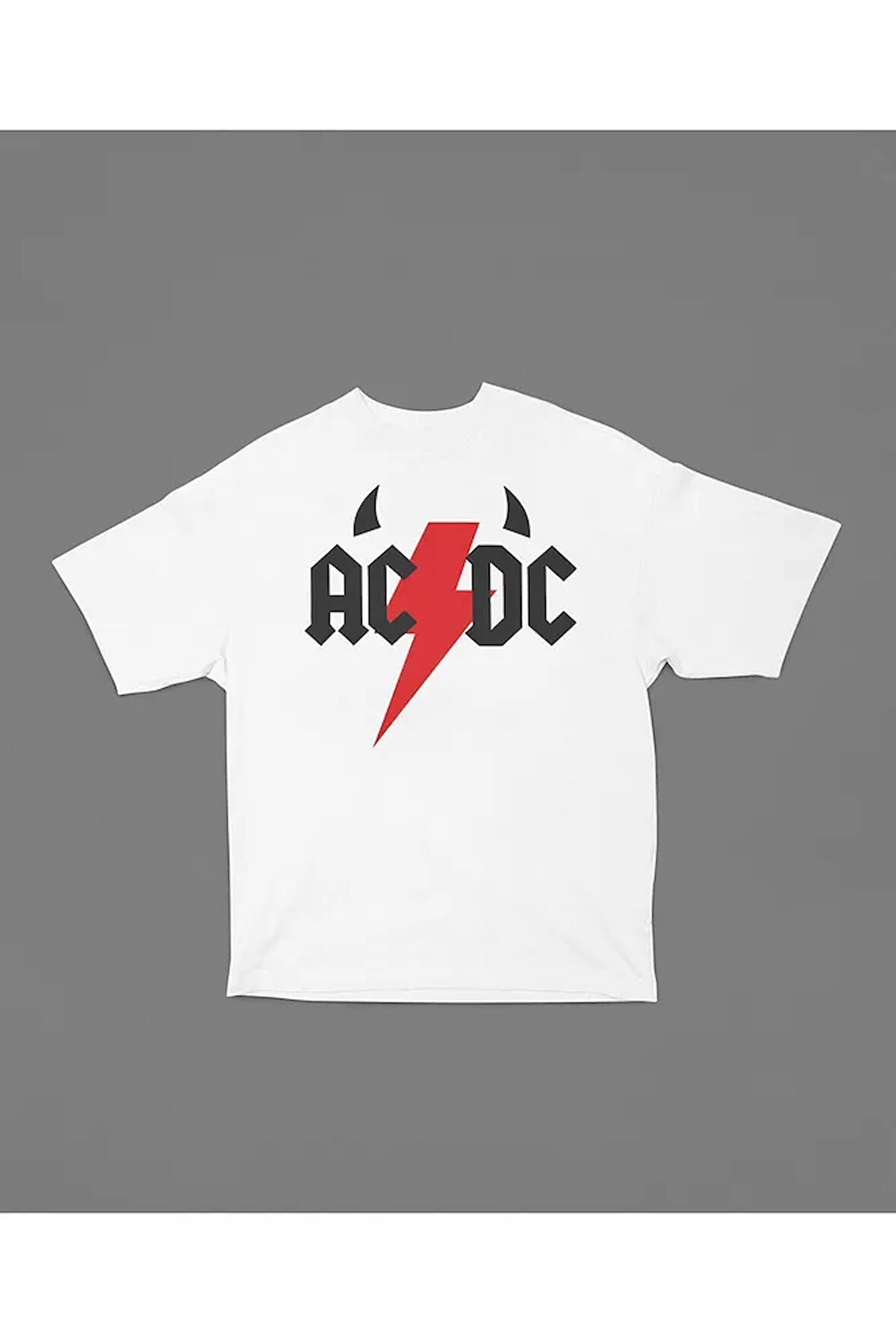 Özel Tasarım Müzik Grubu AC DC Baskılı Unisex Oversize Tişört