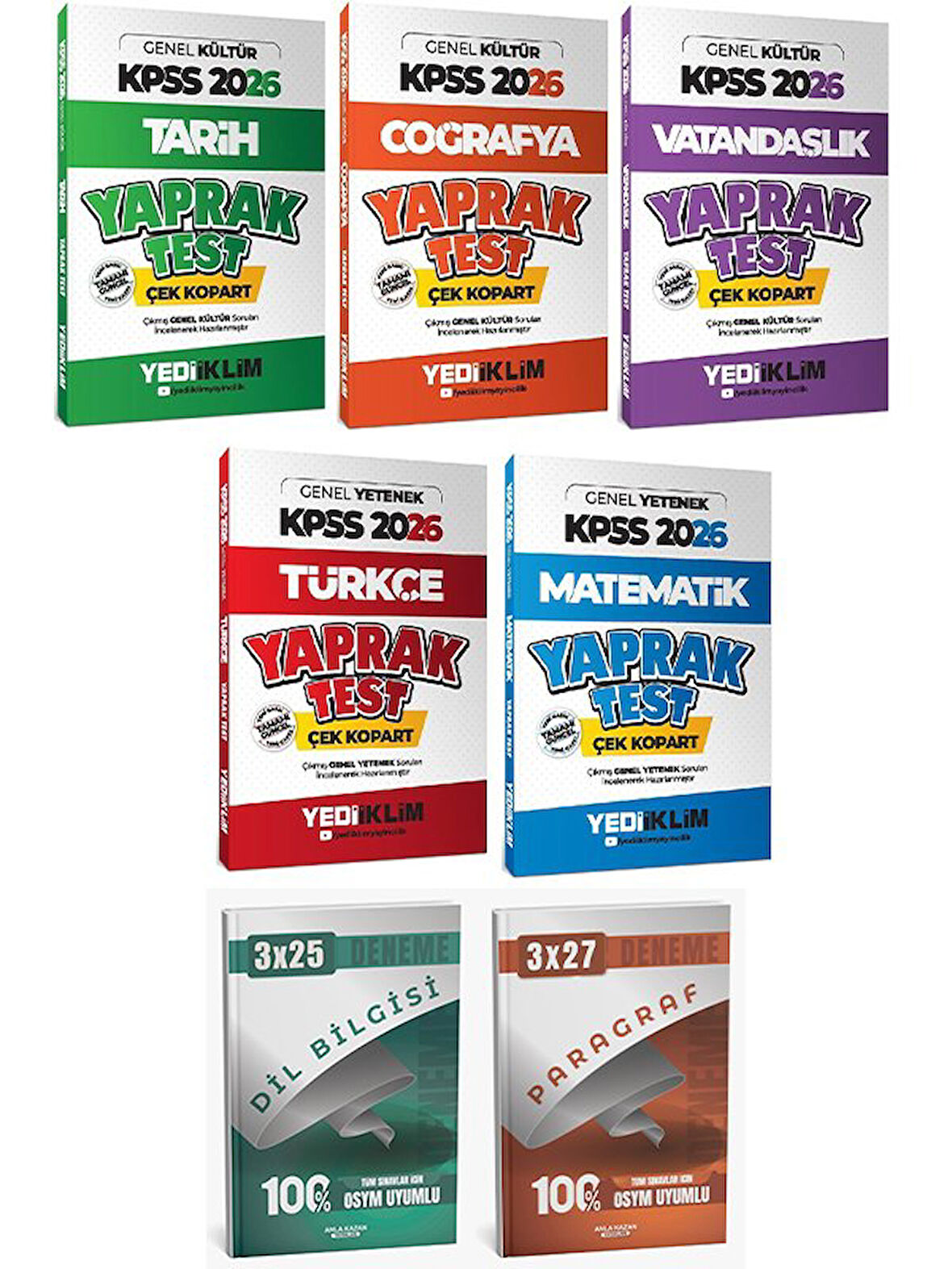 Yediiklim 2026 KPSS Genel Yetenek Genel Kültür Yaprak Test 5 li Set Anla Kazan Deneme
