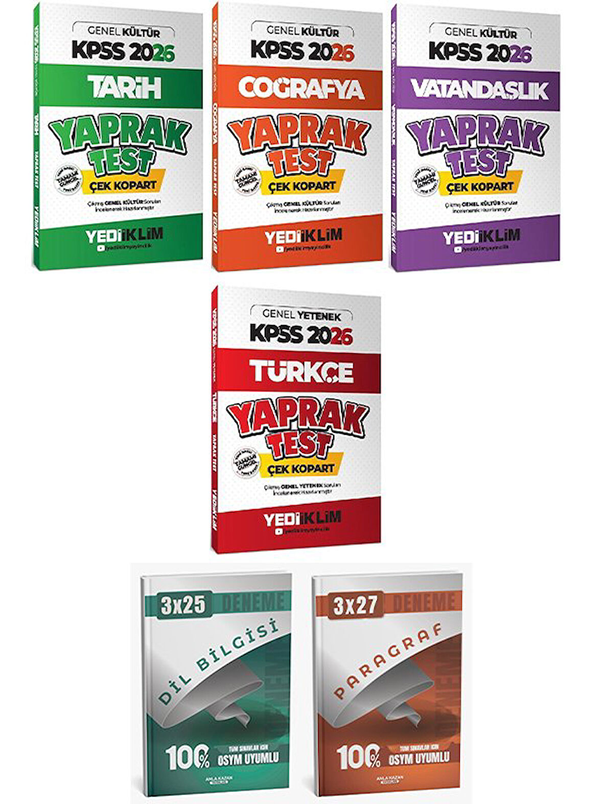 Yediiklim 2026 KPSS Tarih + Coğrafya + Vatandaşlık + Türkçe Yaprak Test 4 lü Set Anla Kazan Deneme