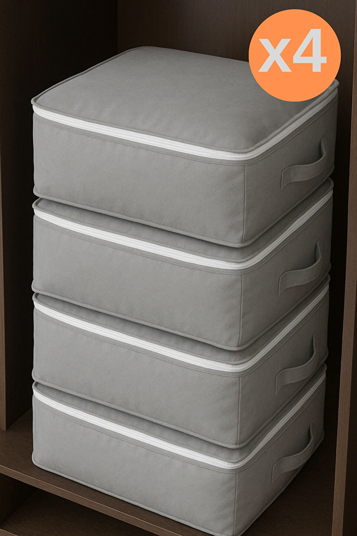 4 Adet Çok Amaçlı Giysi Dolap Düzenleyici Hurç- Kazak-Giysi-Pike-Battaniye Hurcu 40x40x30 cm