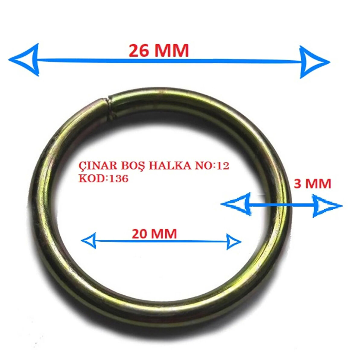ÇINAR BOŞ HALKA NO:12 KOD:136 50 ADET