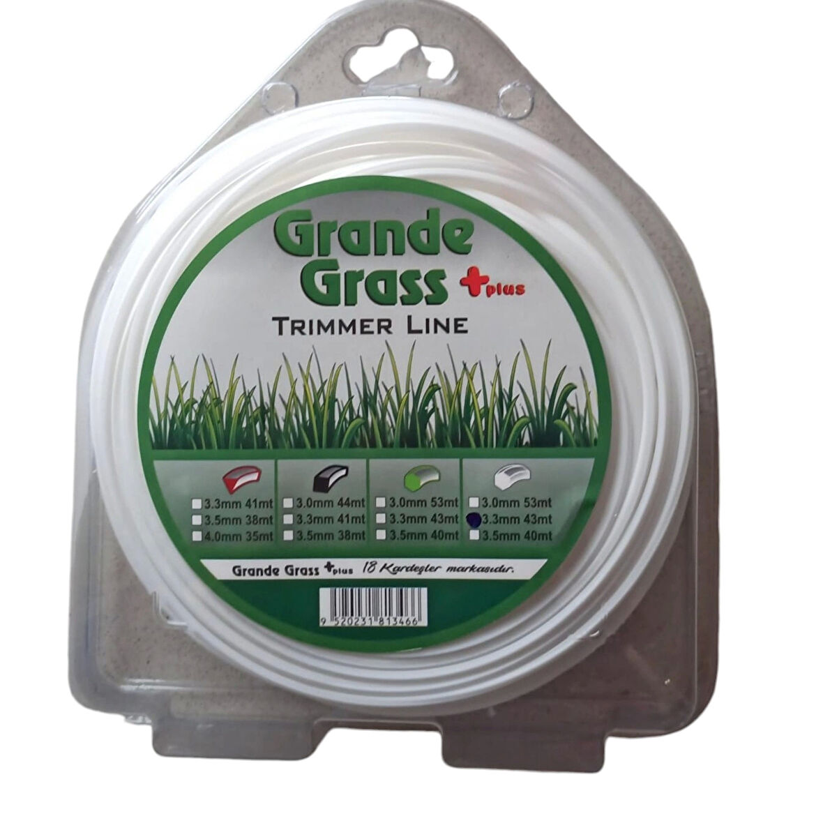 GRANDE GRASS MİSİNA 3.30MM*43 METRE 6 KÖŞE BEYAZ