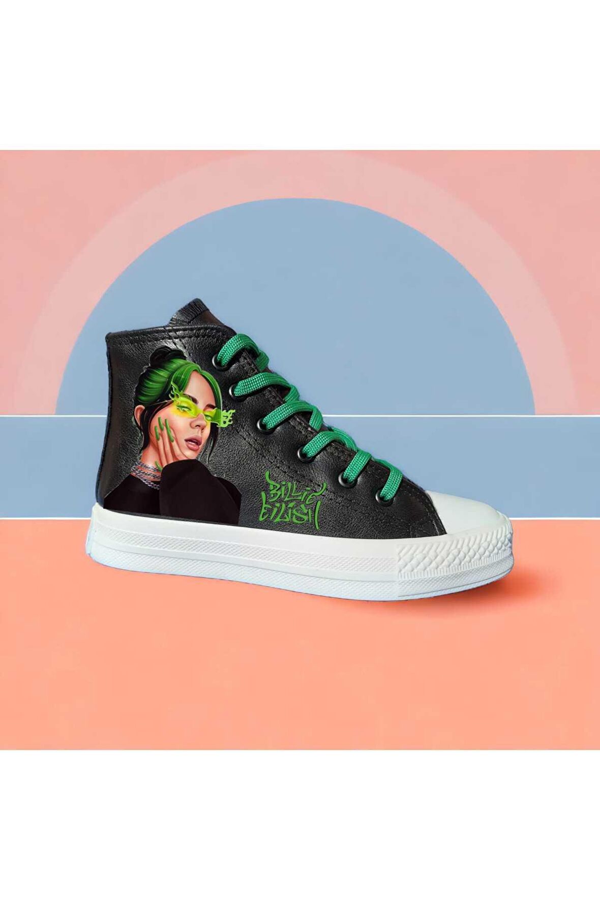 Billie Eilish baskılı çocuk spor ayakkabı sneaker deri ve içi yünlü
