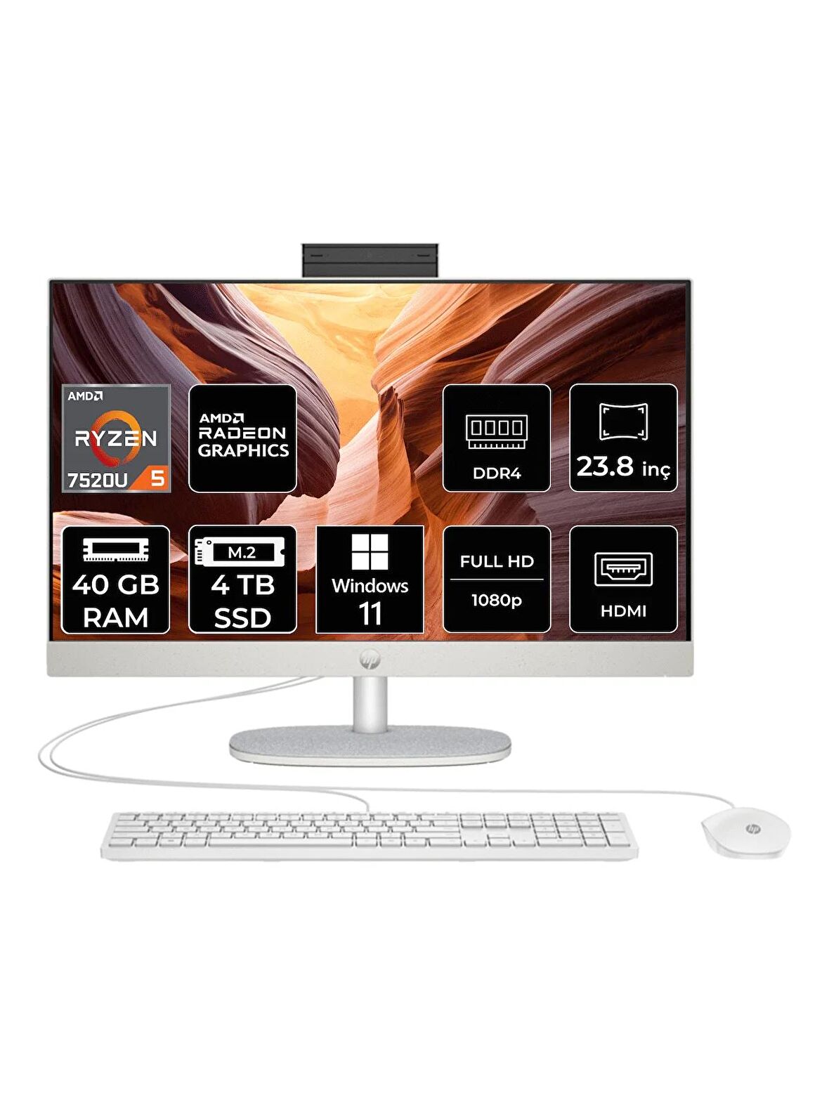 HP PROONE 245 G10 RYZEN 5 7520U 40GB RAM 4TB SSD 23.8" FHD W11P ALL IN ONE PC 8T2W6ES 