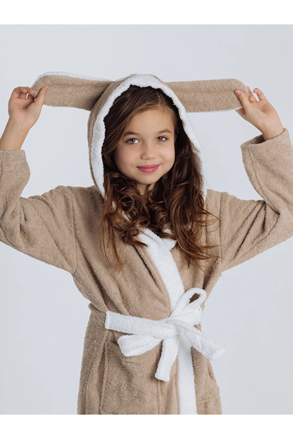 Kapşonlu Çocuk Bornoz %100 Pamuklu Su Emici Hayvan Figürlü