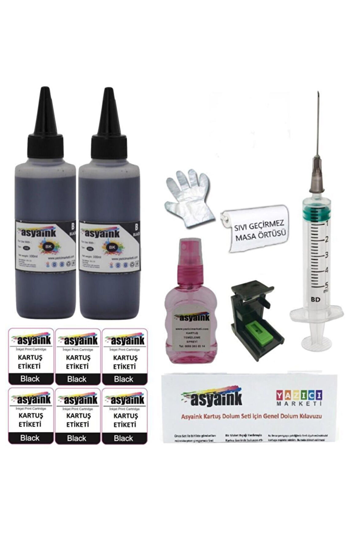 Hp 650 Uyumlu Siyah Kartuş Dolum Seti - 2x100ml Full Set