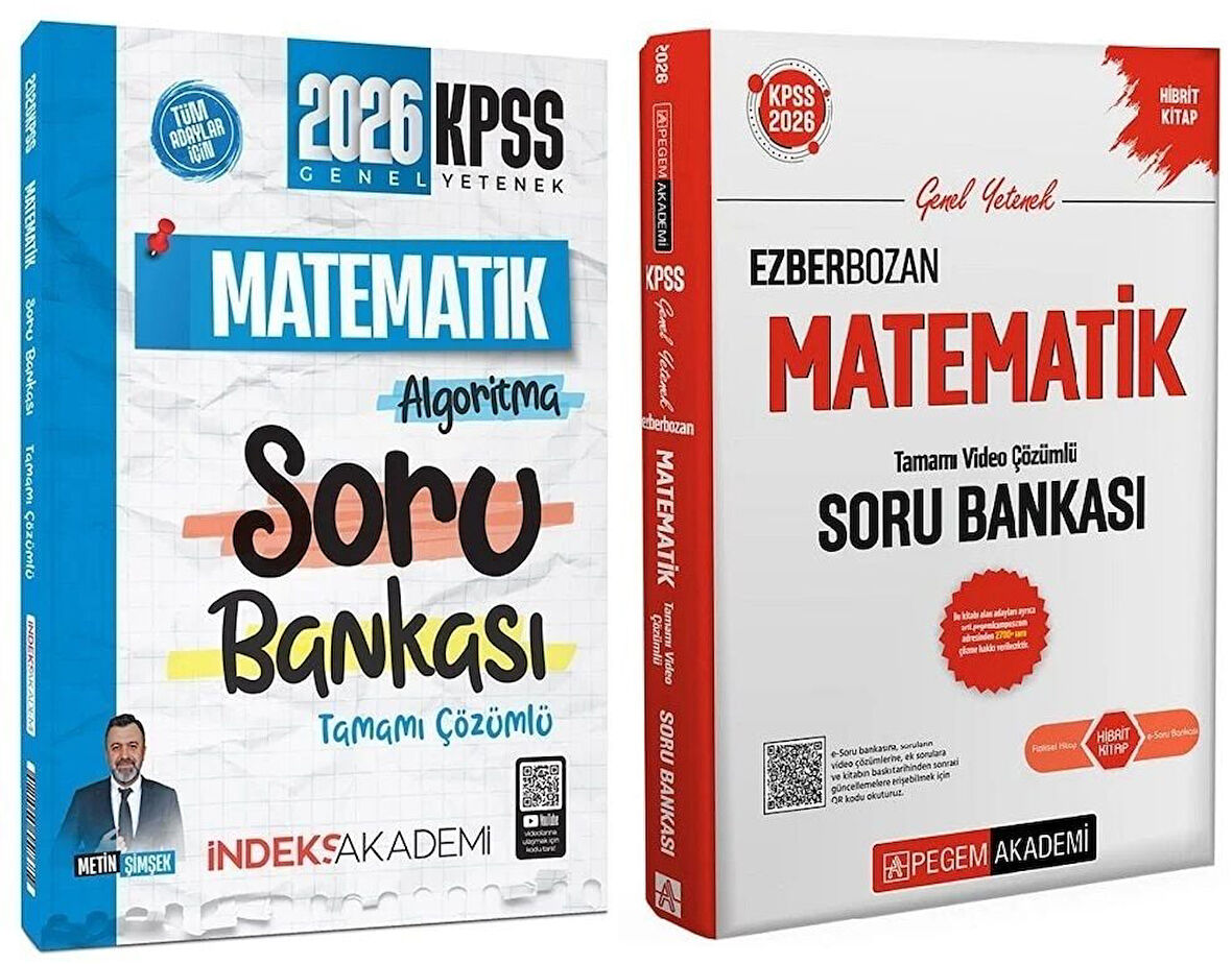 Pegem + İndeks 2026 KPSS Matematik Ezberbozan Soru Bankası 2 li Set - Metin Şimşek Pegem + İndeks Akademi Yayınları