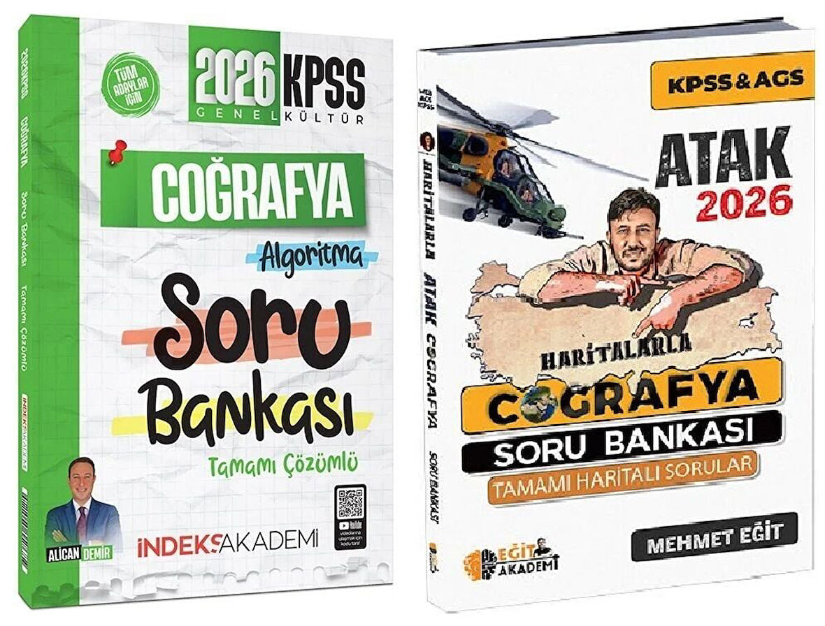 Eğit + İndeks 2026 KPSS Haritalarla Atak Coğrafya Soru Bankası 2 li Set - Mehmet Eğit Eğit + İndeks Akademi Yayınları