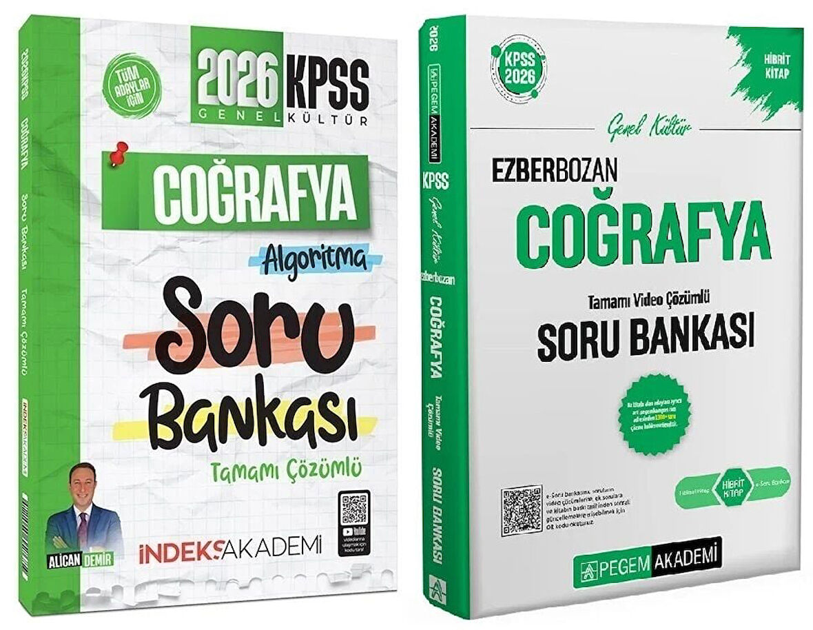 Pegem + İndeks 2026 KPSS Coğrafya Ezberbozan Soru Bankası 2 li Set Pegem + İndeks Akademi Yayınları