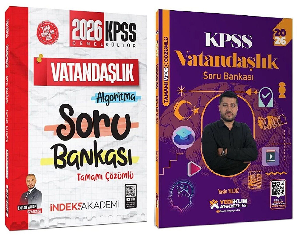 Yediiklim + İndeks 2026 KPSS Vatandaşlık Atölye Soru Bankası 2 li Set - Yasin Yıldız Yediiklim + İndeks Akademi Yayınları