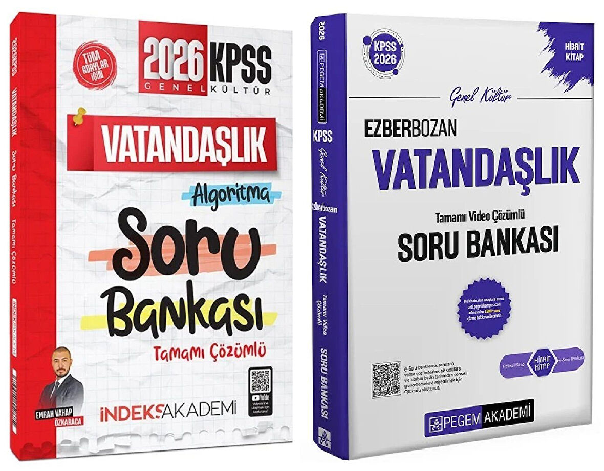 Pegem + İndeks 2026 KPSS Vatandaşlık Ezberbozan Soru Bankası 2 li Set - Emrah Vahap Özkaraca Pegem + İndeks Akademi Yayınları