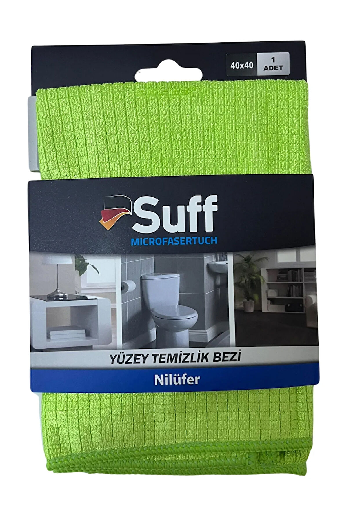 Nilüfer Damalı Mikrofiber Yüzey Temizlik Bezi 40 x 40 cm, Yeşil