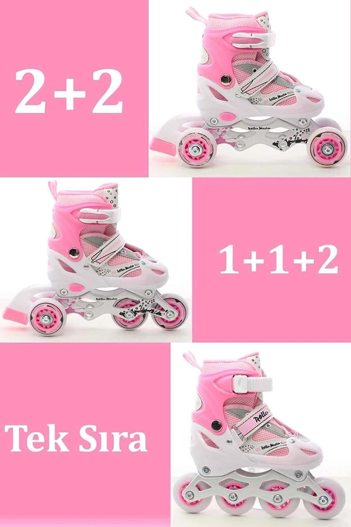 Paten Ayarlanabilir 2+2 , 2+1 Metal Gövde Alıştırma Pateni Çantalı Çocuk Pateni 34-37