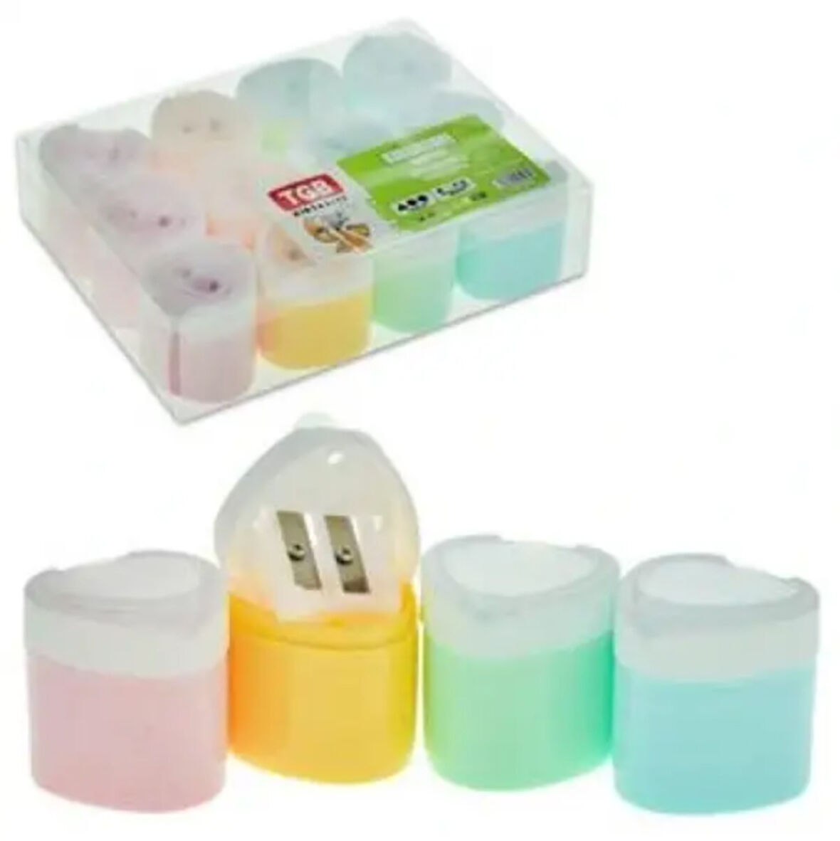 3 adet Çift Hazneli Pastel Renk Kalemtraş TGB-3203