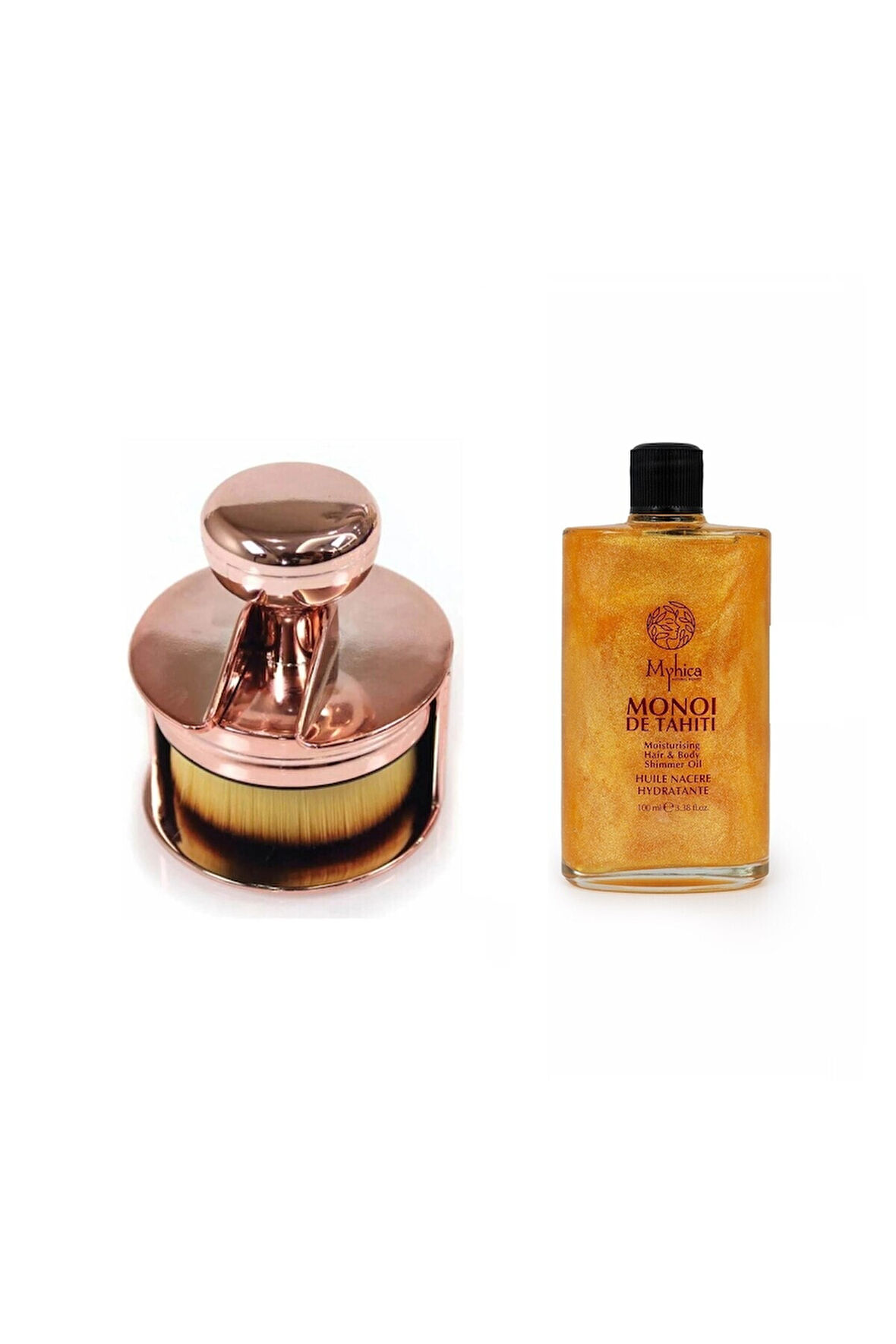 Bronzy Glow Fondöten Fırçası 247 + Işıltılı Saç & Vücut Nemlendirici Yağ - 100 ml