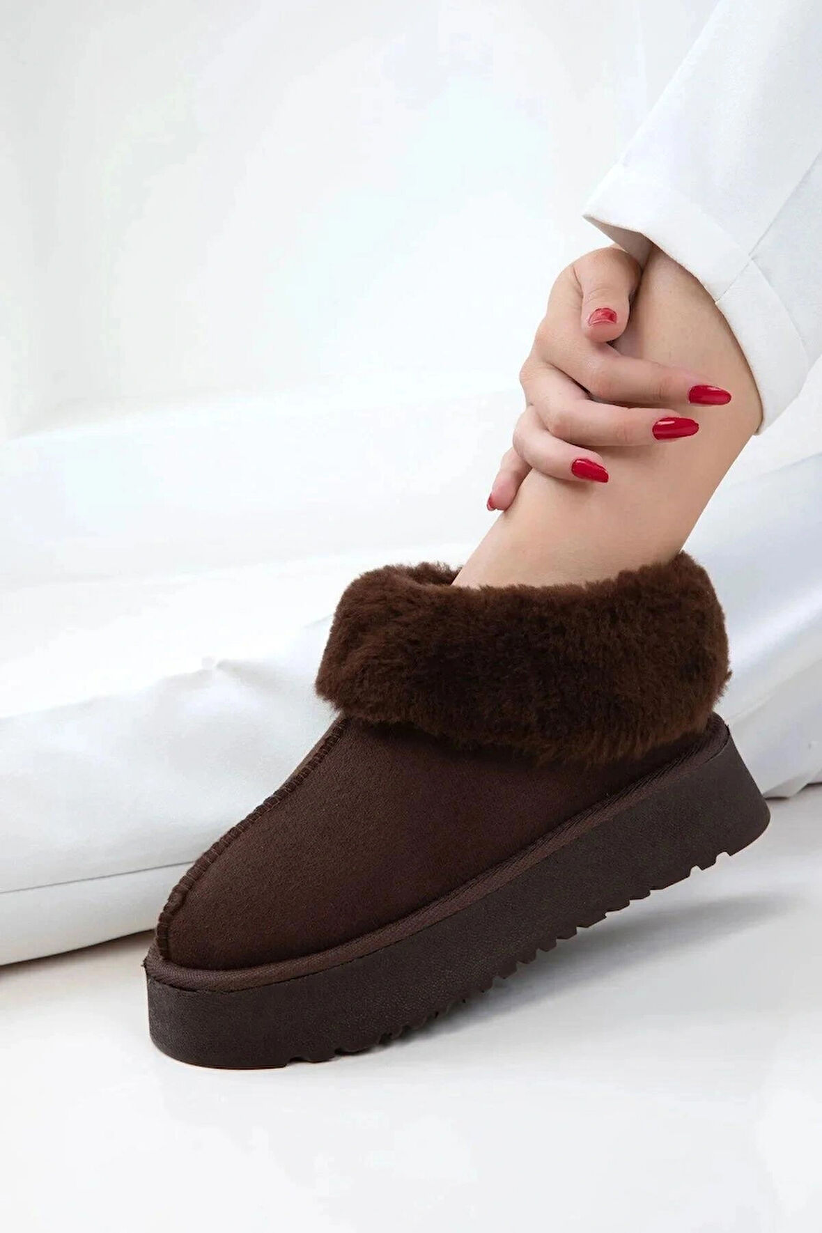 Alice Kahverengi Kadın İç Ve Dışı Kürklü Kalın Taban Ayakkabı