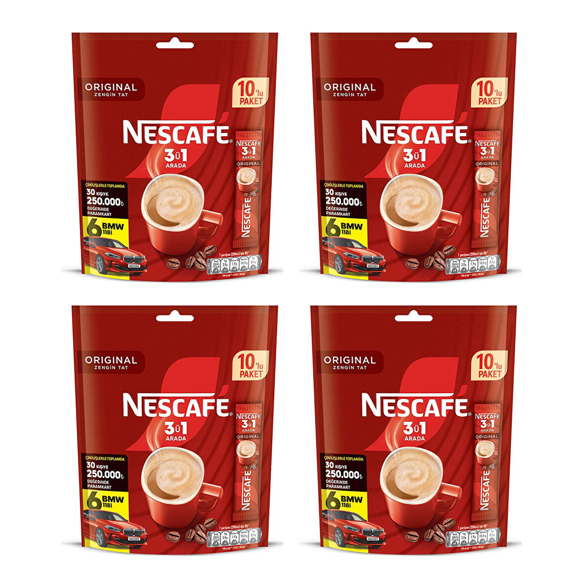 Nescafe 3ü1 Arada Original 10'lu Ekonomik Paket X 4 Adet
