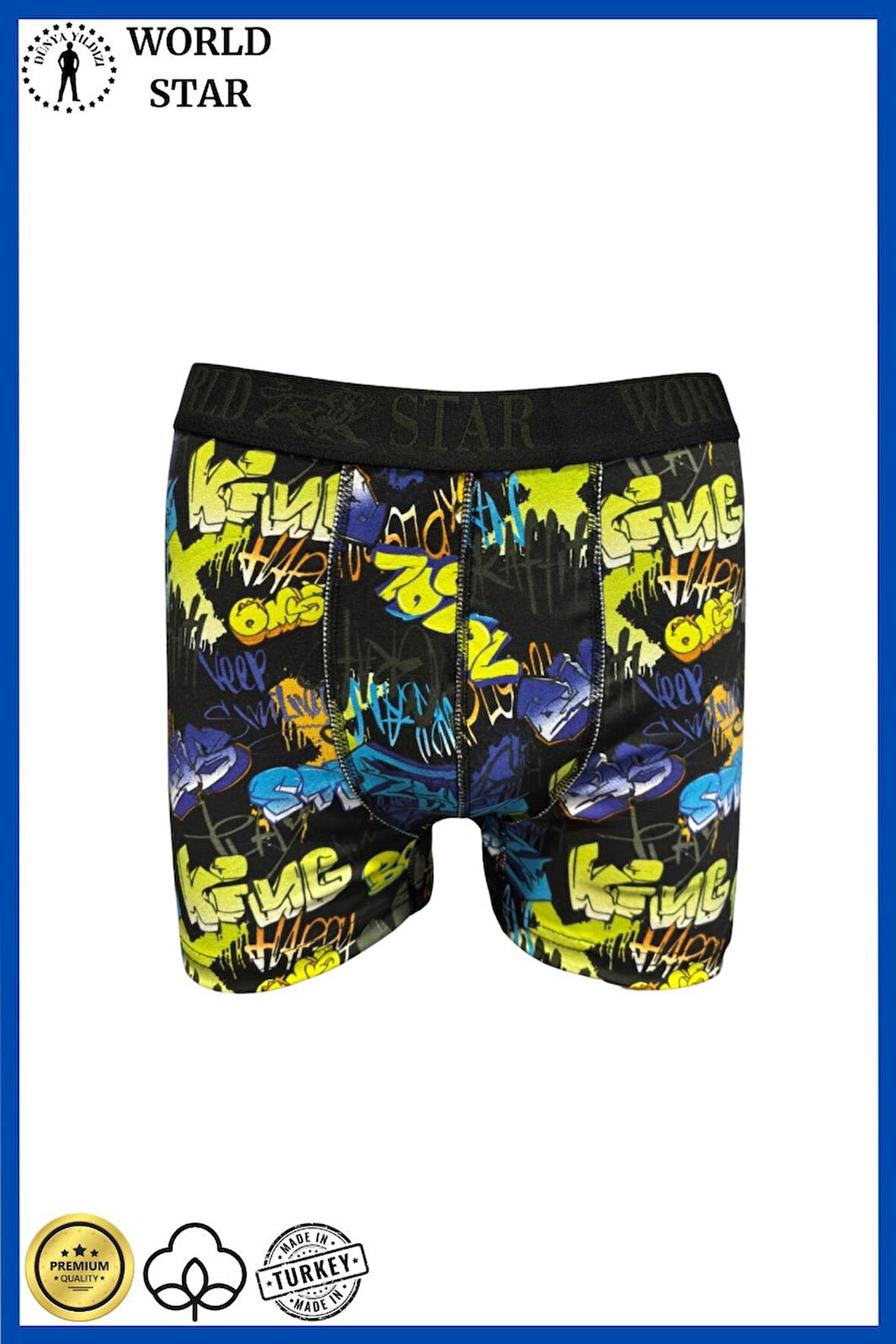Likralı Pamuklu Renkli Erkek Boxer