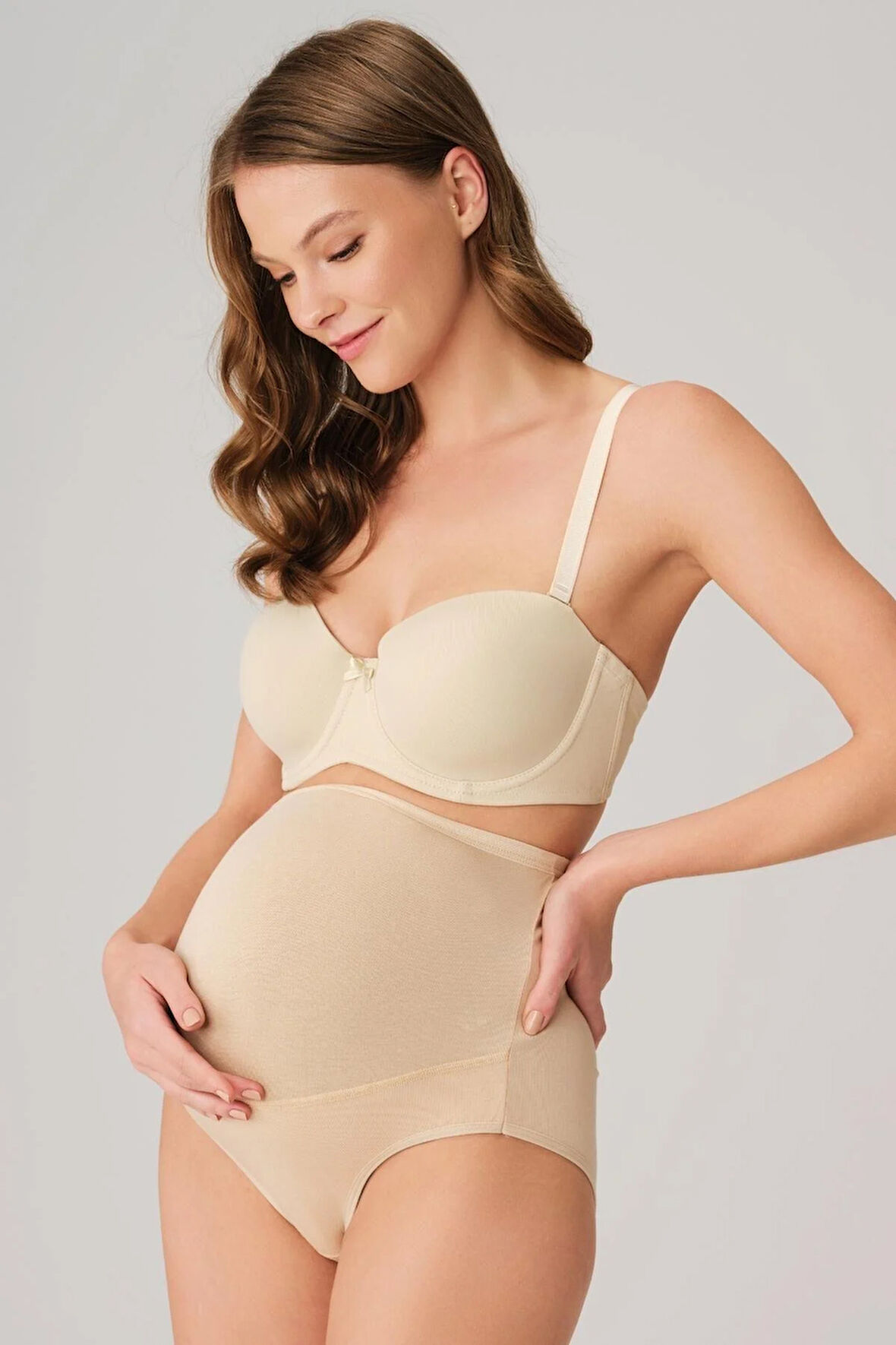 Pamukve Modal Kumaş Yüksek Bel Ten Hamile Külodu