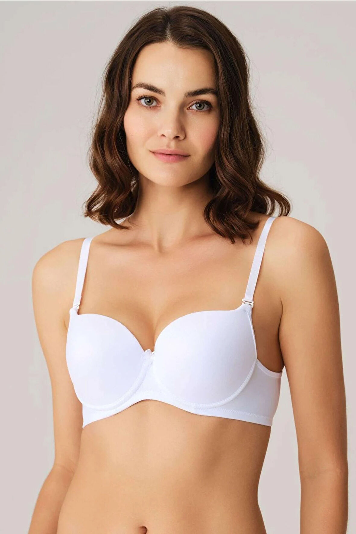 BalenliDesteksiz Dolgusuz Askıları Çıkabilen Günlük Klasik T-Shirt Sütyeni